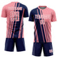 Custom Medium Pink Navy-White Lines Sports Sublimation Soccer Uniform Jersey Limited