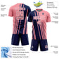 Custom Medium Pink Navy-White Lines Sports Sublimation Soccer Uniform Jersey Limited