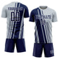Custom Silver Navy-White Lines Sports Sublimation Soccer Uniform Jersey Limited
