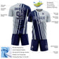 Custom Silver Navy-White Lines Sports Sublimation Soccer Uniform Jersey Limited