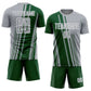 Custom Gray Green-White Lines Sports Sublimation Soccer Uniform Jersey Limited