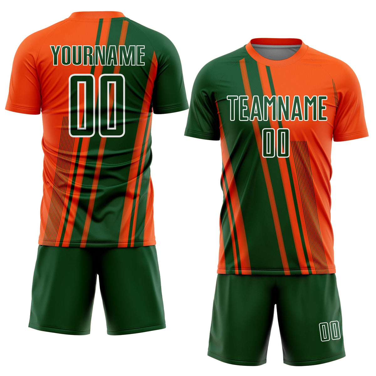 Custom Orange Green-White Lines Sports Sublimation Soccer Uniform Jersey Limited