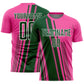 Custom Pink Green-White Lines Sports Sublimation Soccer Uniform Jersey
