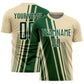 Custom Cream Green-White Lines Sports Sublimation Soccer Uniform Jersey