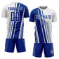Custom White Royal Lines Sports Sublimation Soccer Uniform Jersey Limited