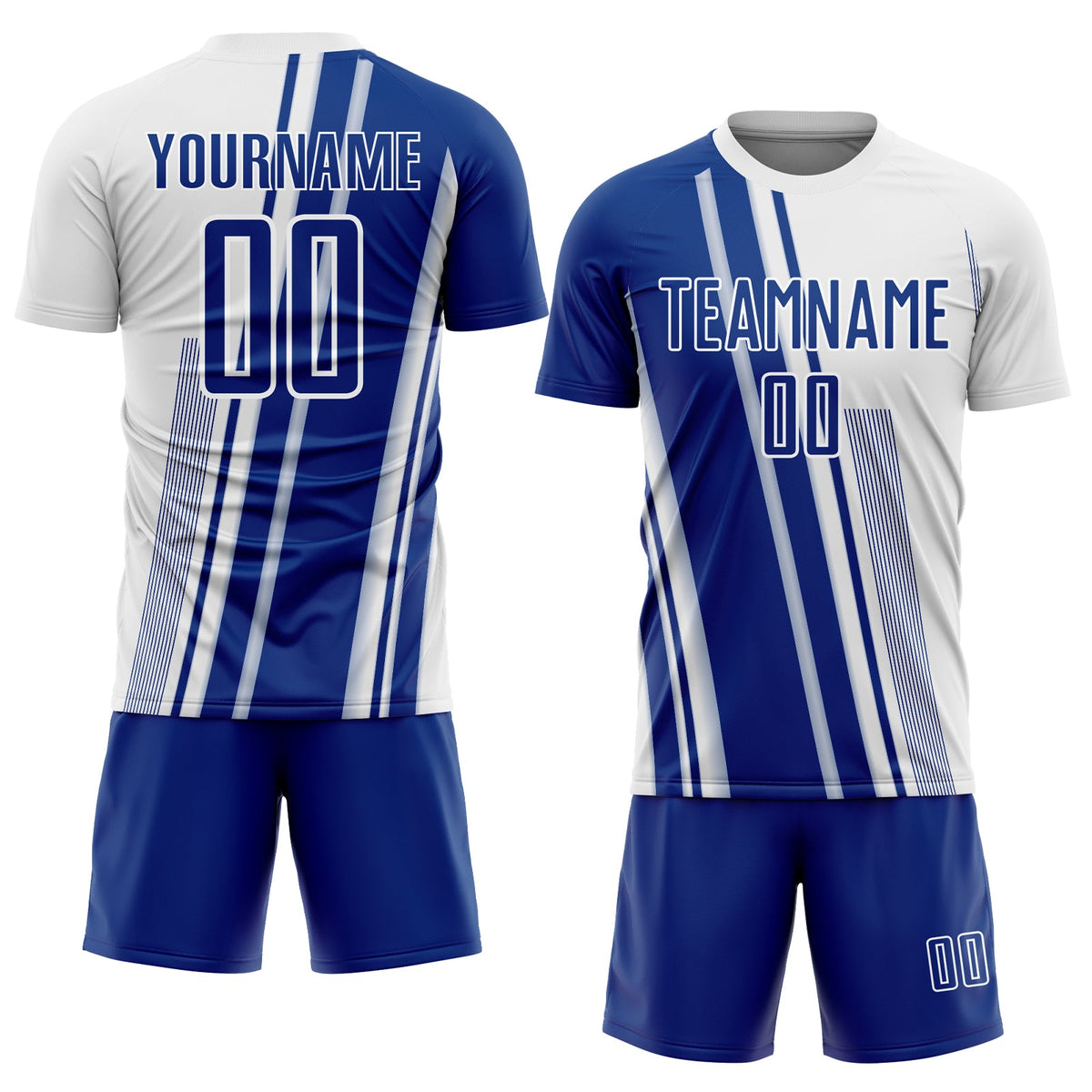 Custom White Royal Lines Sports Sublimation Soccer Uniform Jersey Limited