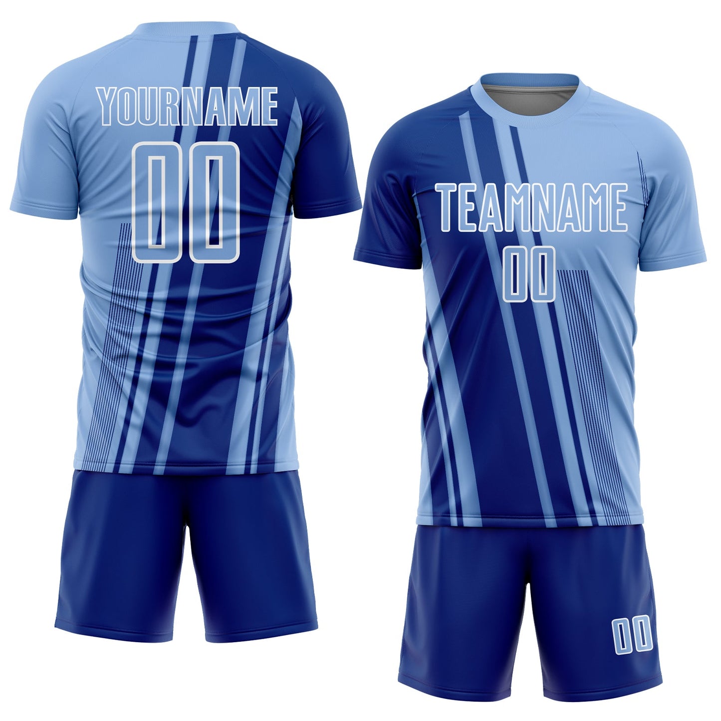 Custom Light Blue Royal-White Lines Sports Sublimation Soccer Uniform Jersey Limited