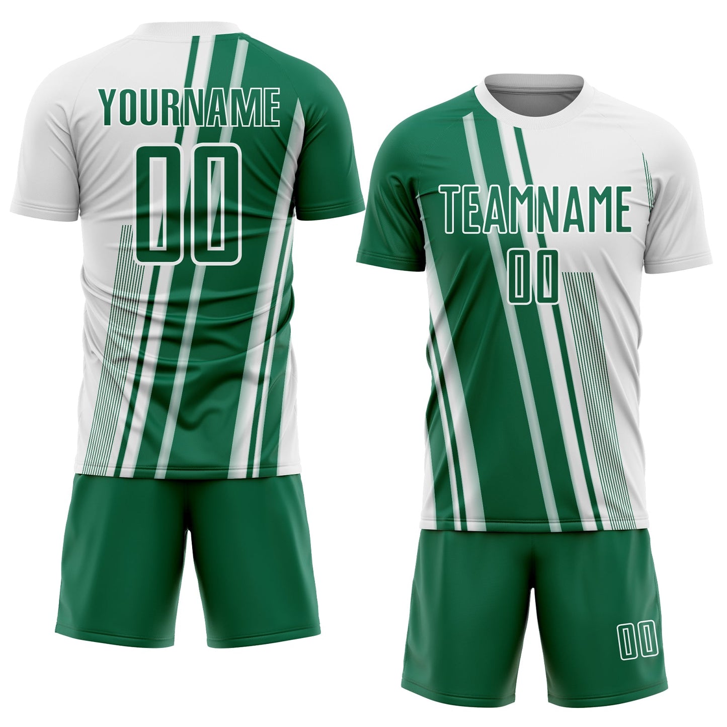 Custom White Kelly Green Lines Sports Sublimation Soccer Uniform Jersey Limited