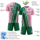 Custom Light Pink Kelly Green-White Lines Sports Sublimation Soccer Uniform Jersey Limited