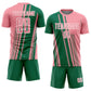 Custom Medium Pink Kelly Green-White Lines Sports Sublimation Soccer Uniform Jersey Limited