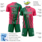 Custom Neon Pink Kelly Green-White Lines Sports Sublimation Soccer Uniform Jersey Limited