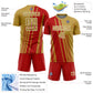 Custom Old Gold Red-White Lines Sports Sublimation Soccer Uniform Jersey Limited