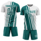 Custom White Teal Lines Sports Sublimation Soccer Uniform Jersey Limited