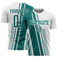 Custom White Teal Lines Sports Sublimation Soccer Uniform Jersey