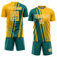 Custom Gold Teal-White Lines Sports Sublimation Soccer Uniform Jersey Limited