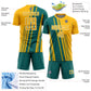 Custom Gold Teal-White Lines Sports Sublimation Soccer Uniform Jersey Limited