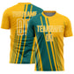 Custom Gold Teal-White Lines Sports Sublimation Soccer Uniform Jersey