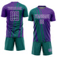 Custom Purple Teal-White Lines Sports Sublimation Soccer Uniform Jersey Limited