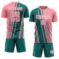 Custom Medium Pink Teal-White Lines Sports Sublimation Soccer Uniform Jersey Limited