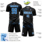 Custom Black Powder Blue-White Lines Sports Sublimation Soccer Uniform Jersey Limited