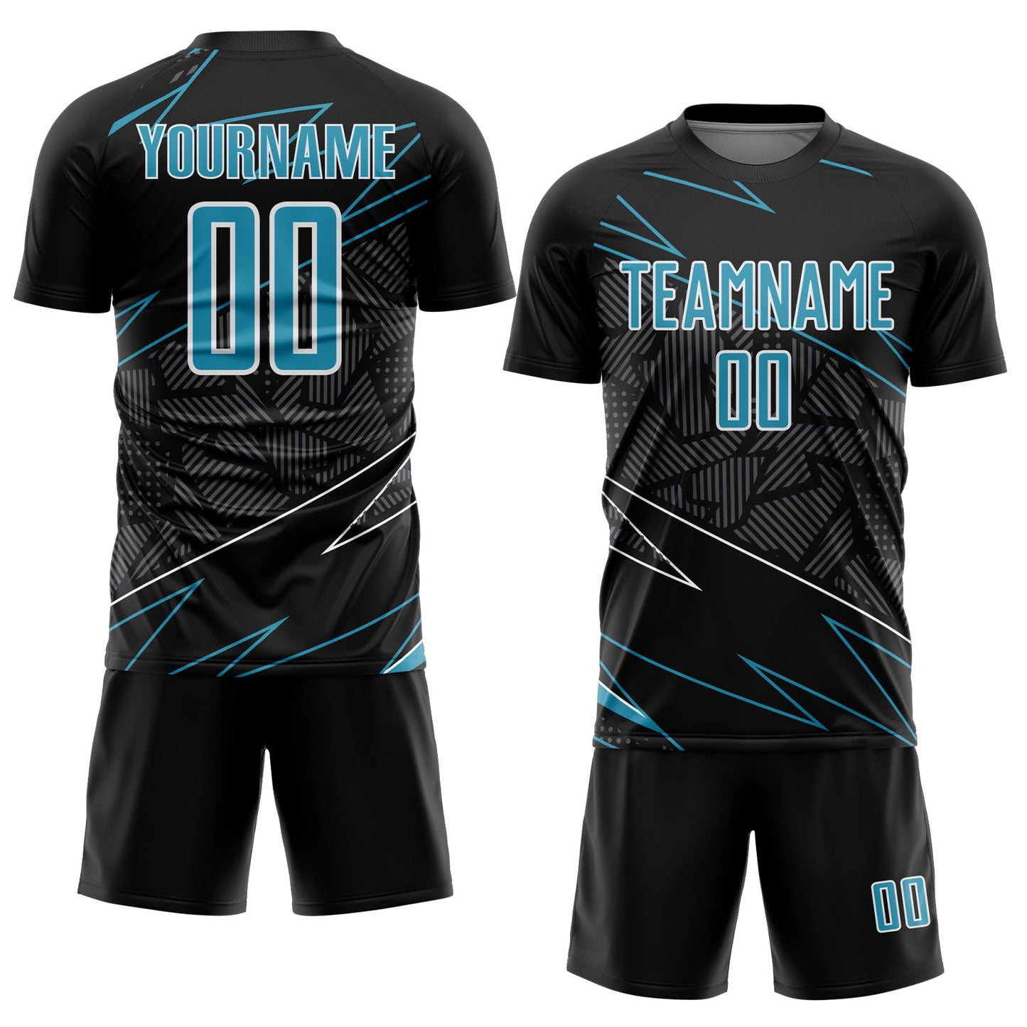 Custom Black Panther Blue-White Lines Sports Sublimation Soccer Uniform Jersey Limited