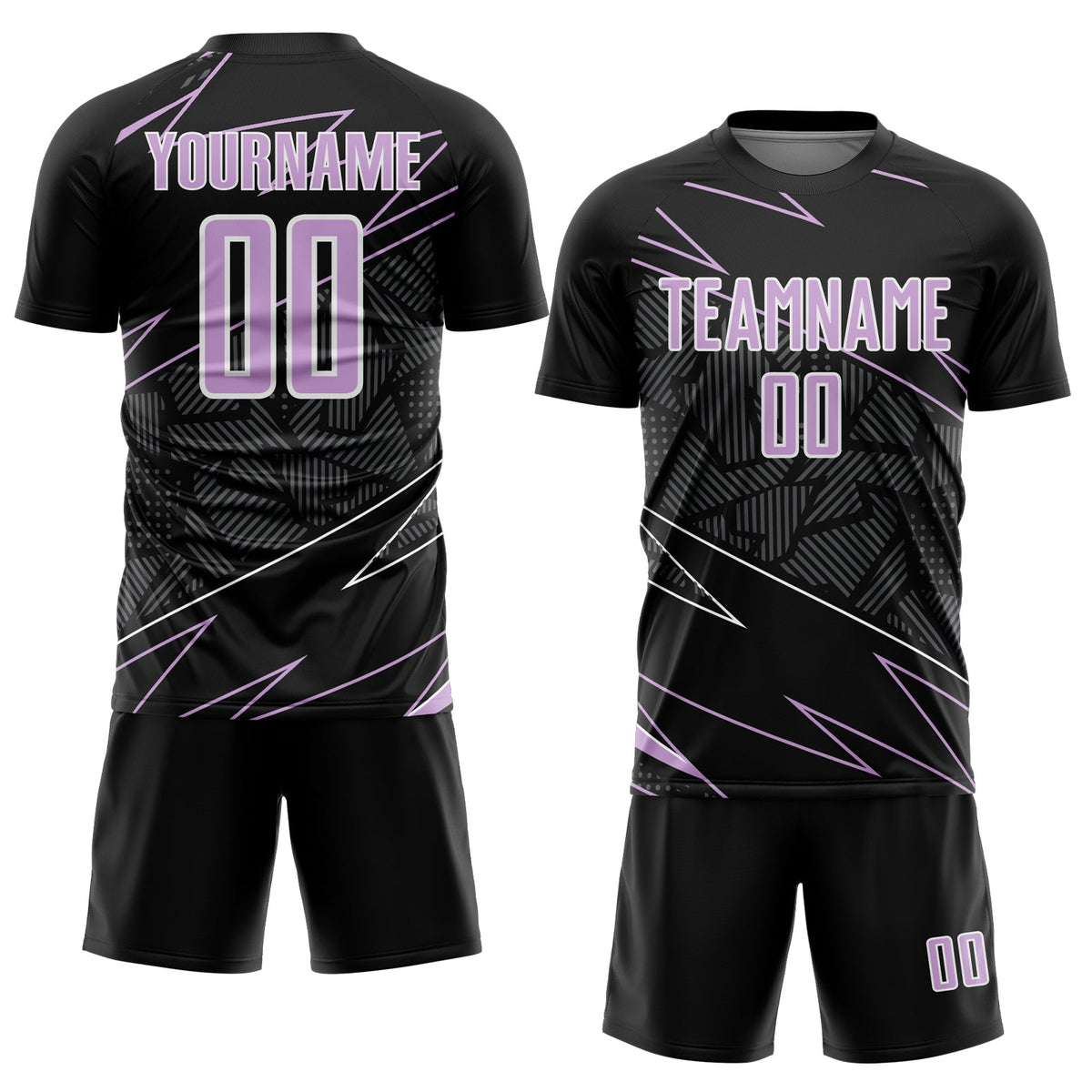 Custom Black Light Purple-White Lines Sports Sublimation Soccer Uniform Jersey Limited