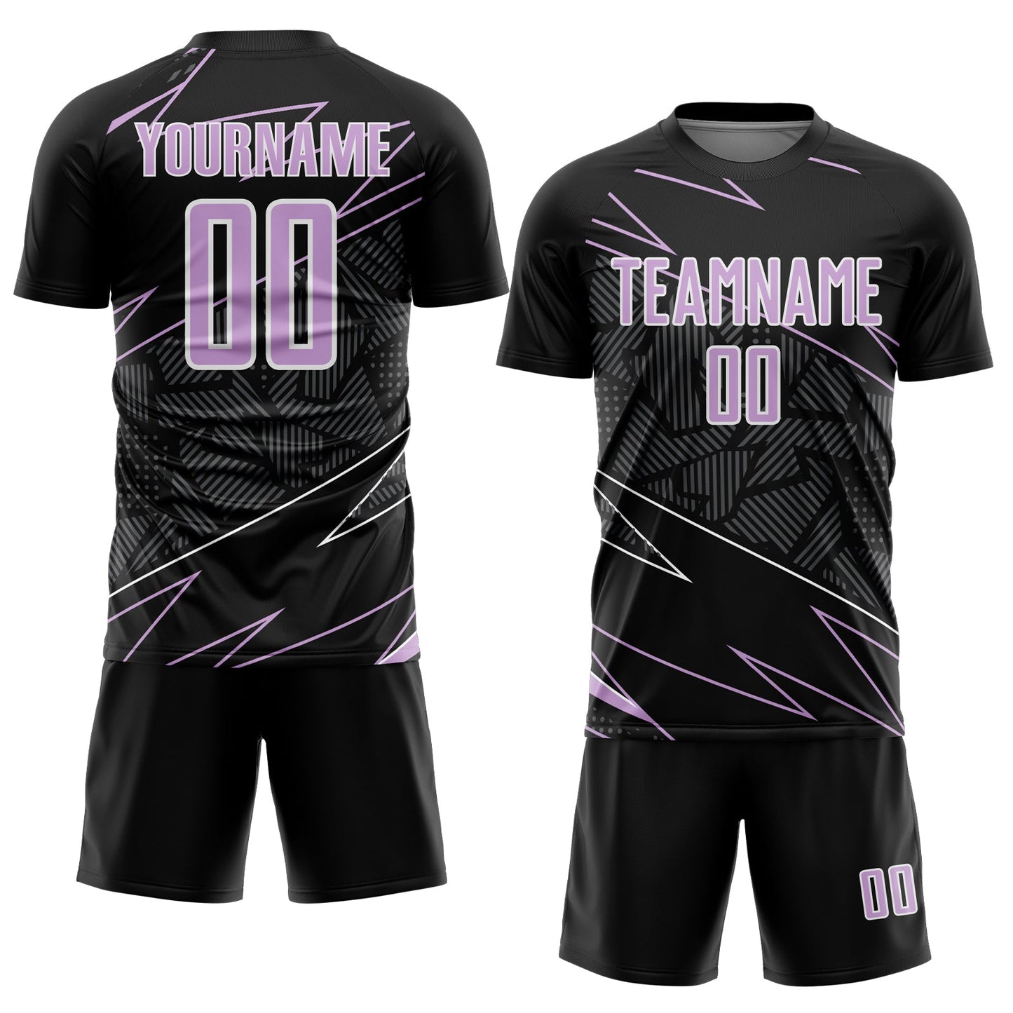 Custom Black Light Purple-White Lines Sports Sublimation Soccer Uniform Jersey Limited