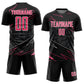 Custom Black Neon Pink-White Lines Sports Sublimation Soccer Uniform Jersey Limited