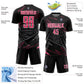 Custom Black Neon Pink-White Lines Sports Sublimation Soccer Uniform Jersey Limited