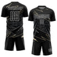 Custom Black Cream-White Lines Sports Sublimation Soccer Uniform Jersey Limited