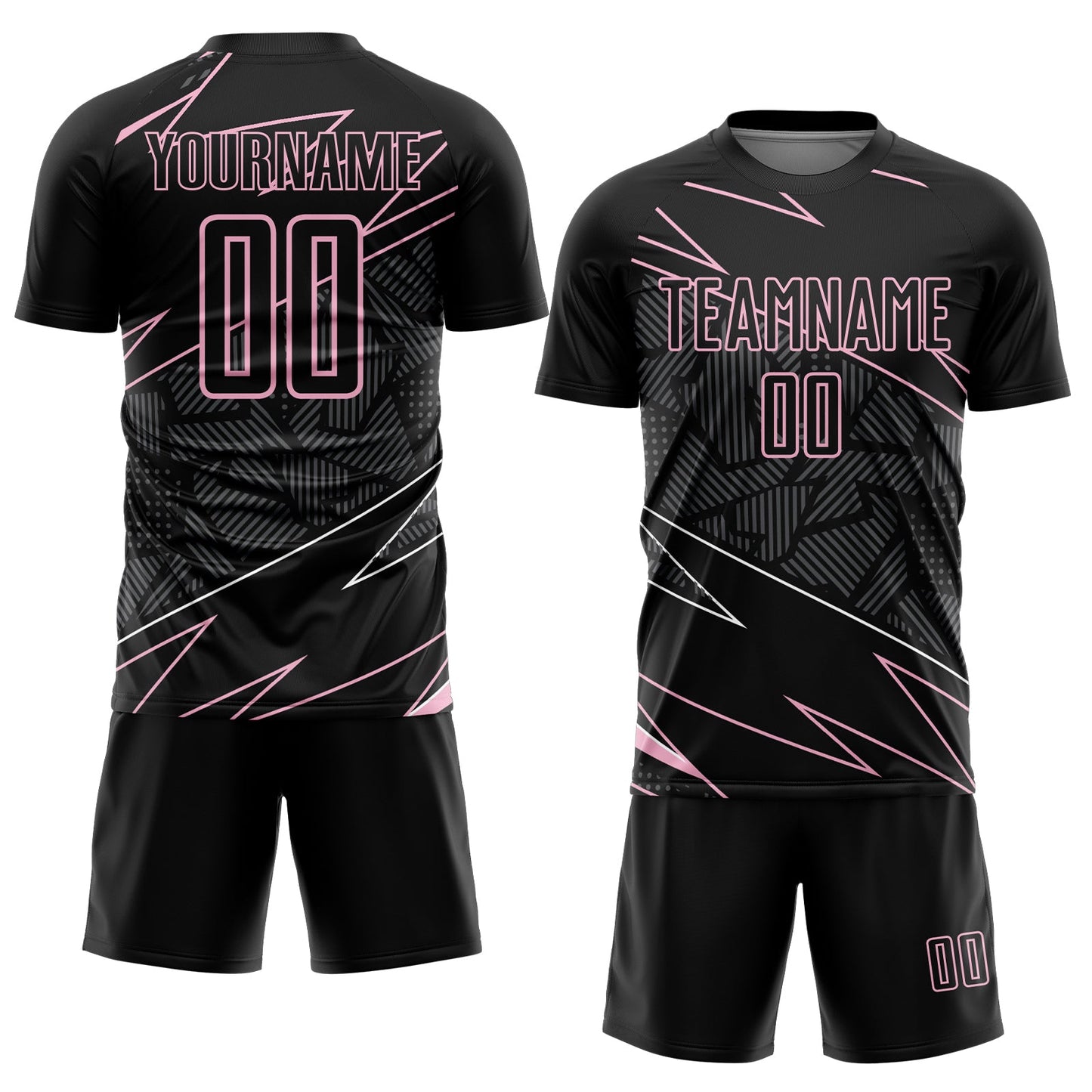 Custom Black Light Pink Lines Sports Sublimation Soccer Uniform Jersey Limited