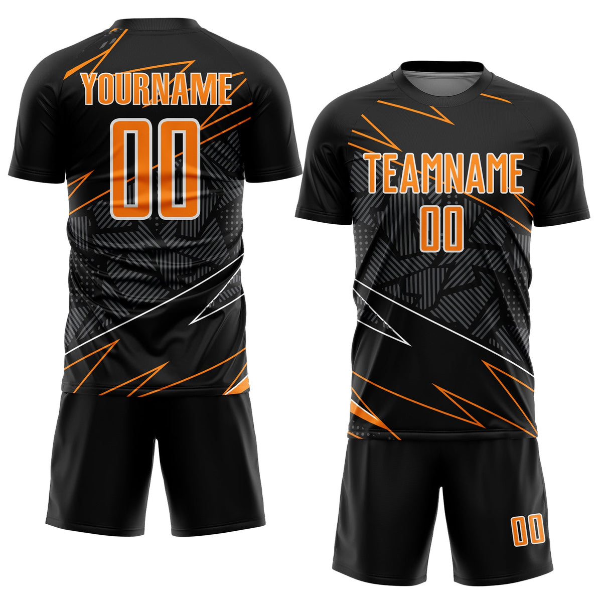 Custom Black Bay Orange-White Lines Sports Sublimation Soccer Uniform Jersey Limited