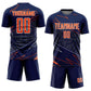 Custom Navy Orange-White Lines Sports Sublimation Soccer Uniform Jersey Limited