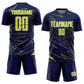 Custom Navy Neon Yellow-White Lines Sports Sublimation Soccer Uniform Jersey Limited
