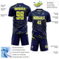 Custom Navy Neon Yellow-White Lines Sports Sublimation Soccer Uniform Jersey Limited