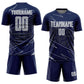 Custom Navy Gray-White Lines Sports Sublimation Soccer Uniform Jersey Limited