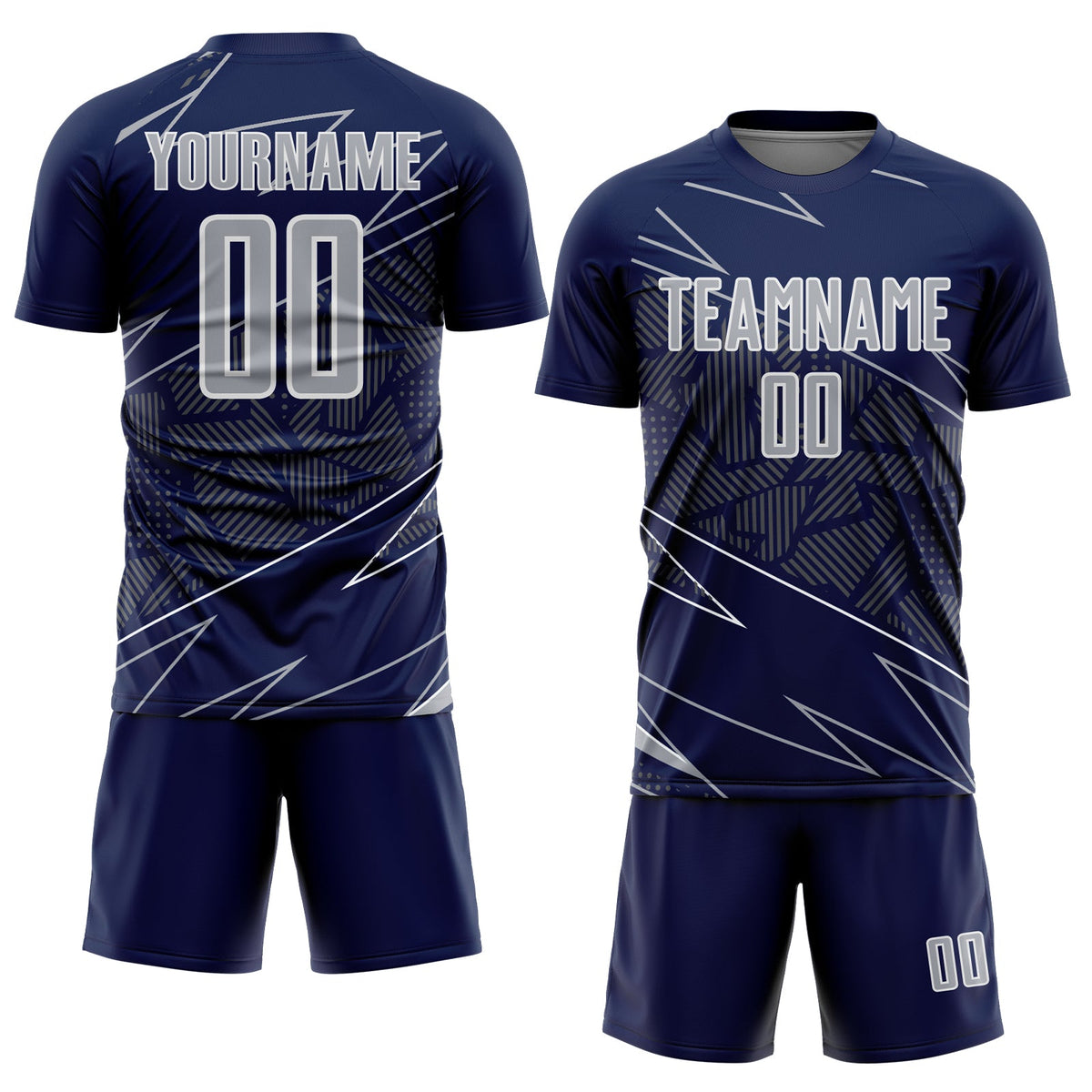 Custom Navy Gray-White Lines Sports Sublimation Soccer Uniform Jersey Limited