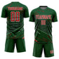 Custom Green Red-White Lines Sports Sublimation Soccer Uniform Jersey Limited