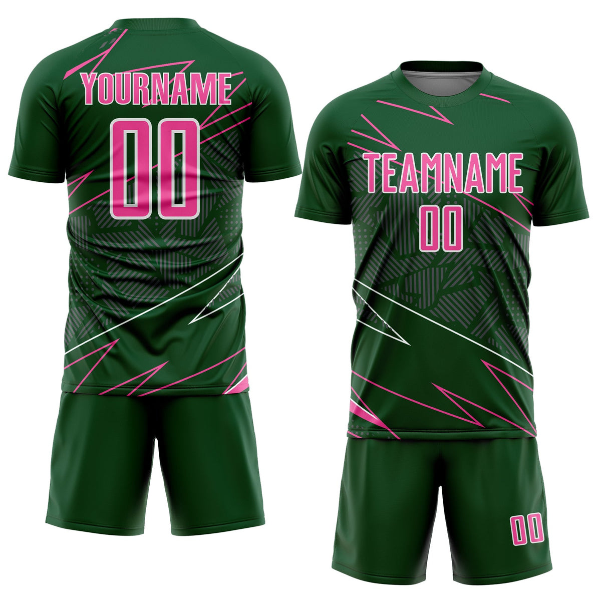 Custom Green Pink-White Lines Sports Sublimation Soccer Uniform Jersey Limited