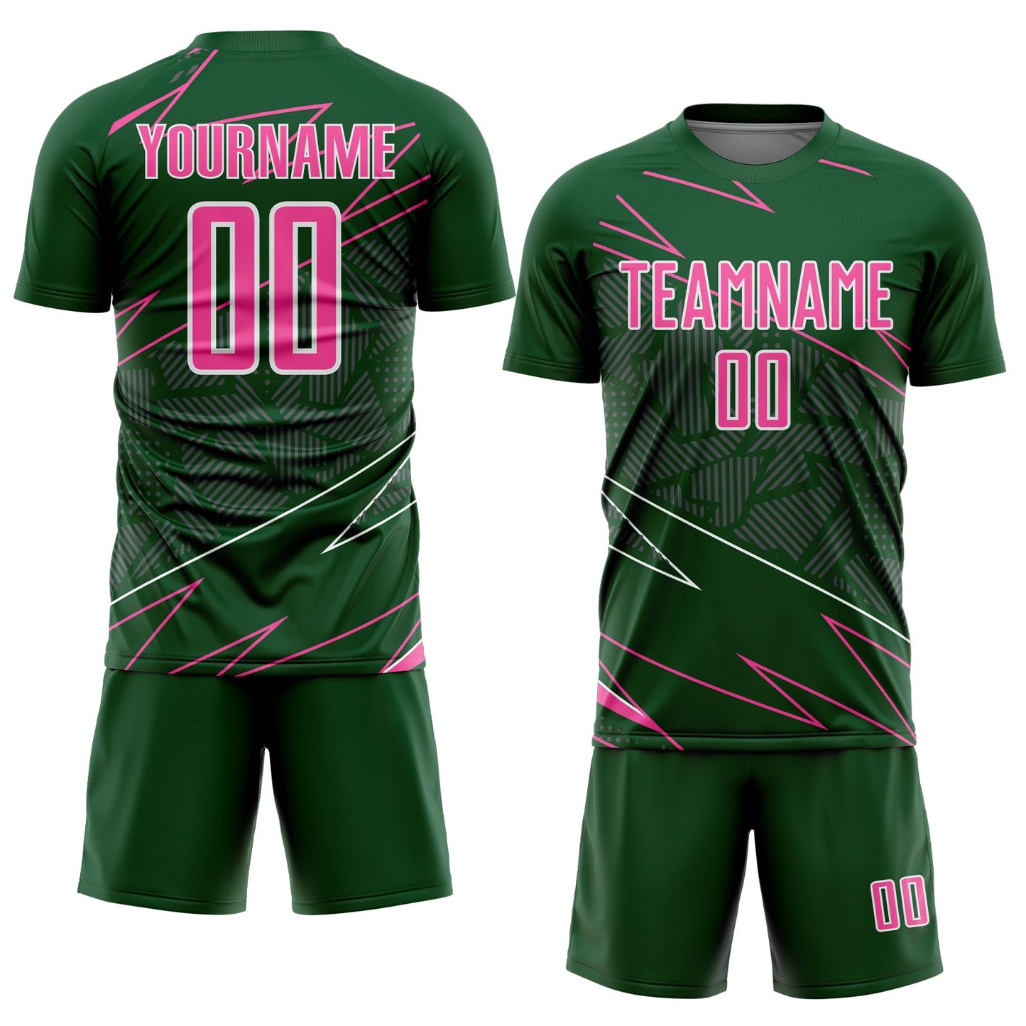 Custom Green Pink-White Lines Sports Sublimation Soccer Uniform Jersey Limited