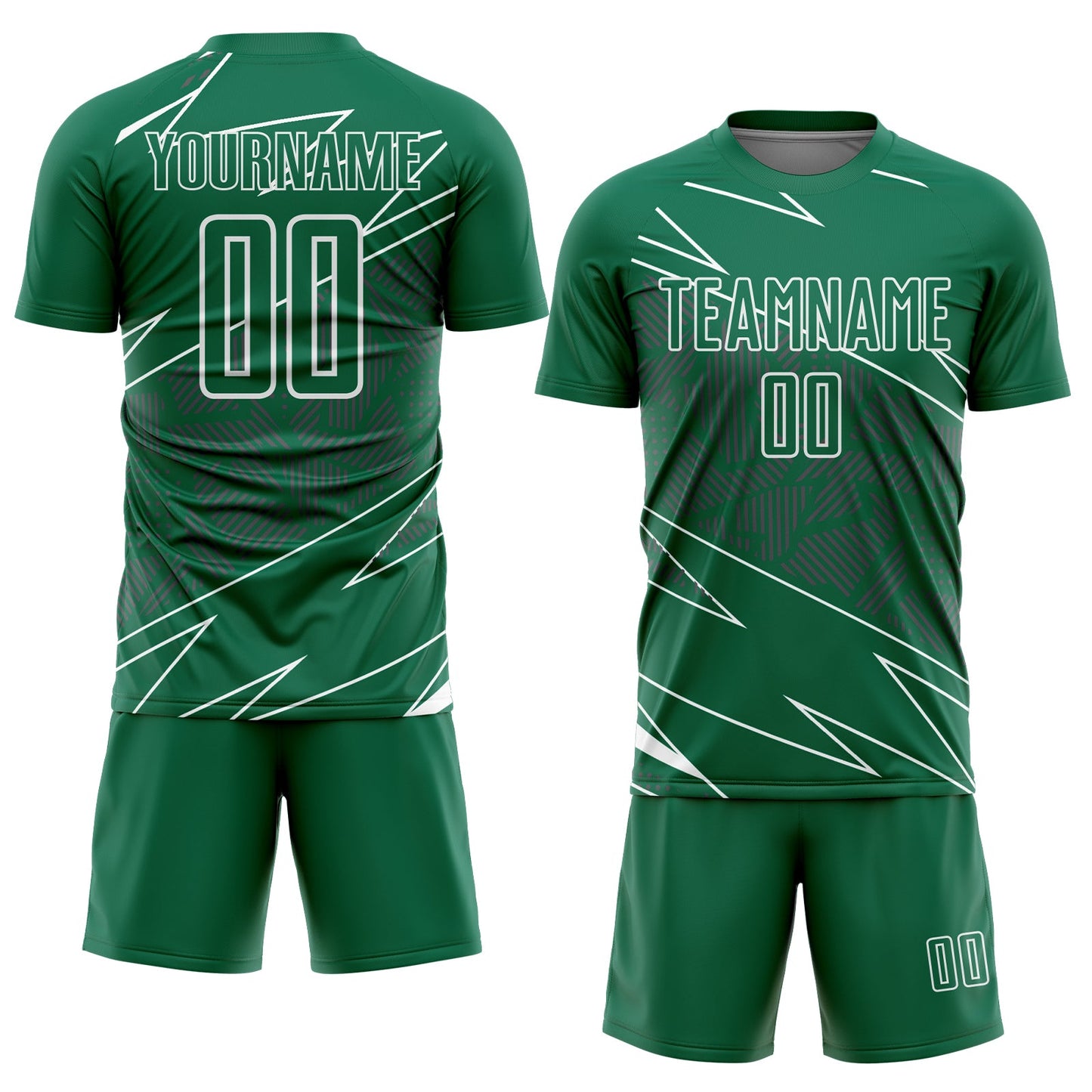 Custom Kelly Green White Lines Sports Sublimation Soccer Uniform Jersey Limited
