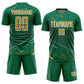 Custom Kelly Green Old Gold-White Lines Sports Sublimation Soccer Uniform Jersey Limited