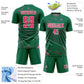 Custom Kelly Green Neon Pink-White Lines Sports Sublimation Soccer Uniform Jersey Limited