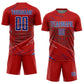 Custom Red Royal-White Lines Sports Sublimation Soccer Uniform Jersey Limited