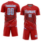Custom Red Light Blue-White Lines Sports Sublimation Soccer Uniform Jersey Limited