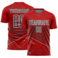 Custom Red Steel Gray-White Lines Sports Sublimation Soccer Uniform Jersey