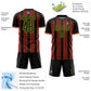 Custom Black Red-Neon Green Pinstripe Line Sports Sublimation Soccer Uniform Jersey Limited