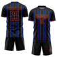 Custom Black Royal-Orange Pinstripe Line Sports Sublimation Soccer Uniform Jersey Limited