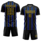 Custom Black Royal-Yellow Pinstripe Line Sports Sublimation Soccer Uniform Jersey Limited