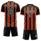 Custom Black Orange-White Pinstripe Line Sports Sublimation Soccer Uniform Jersey Limited